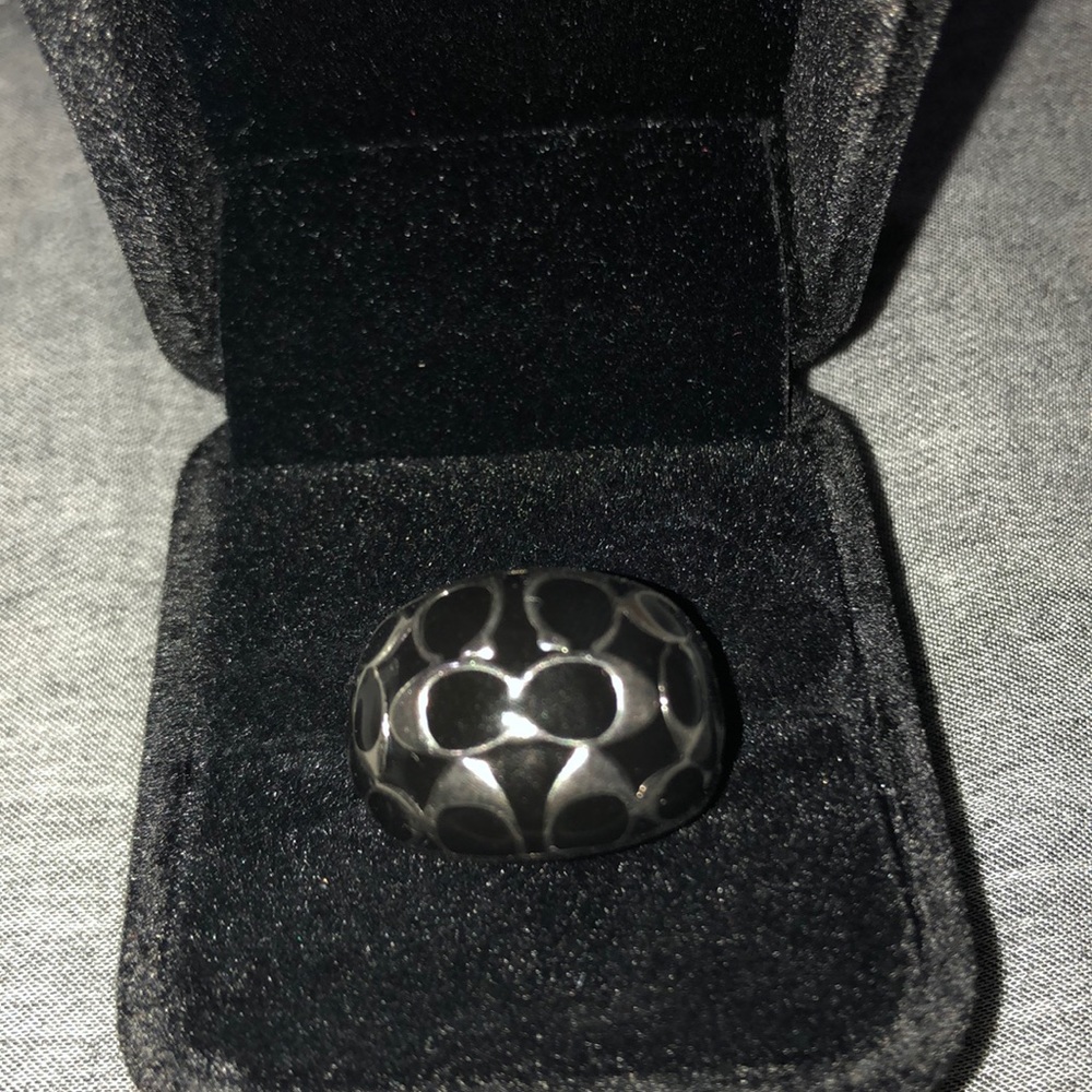 COACH black and silver ring